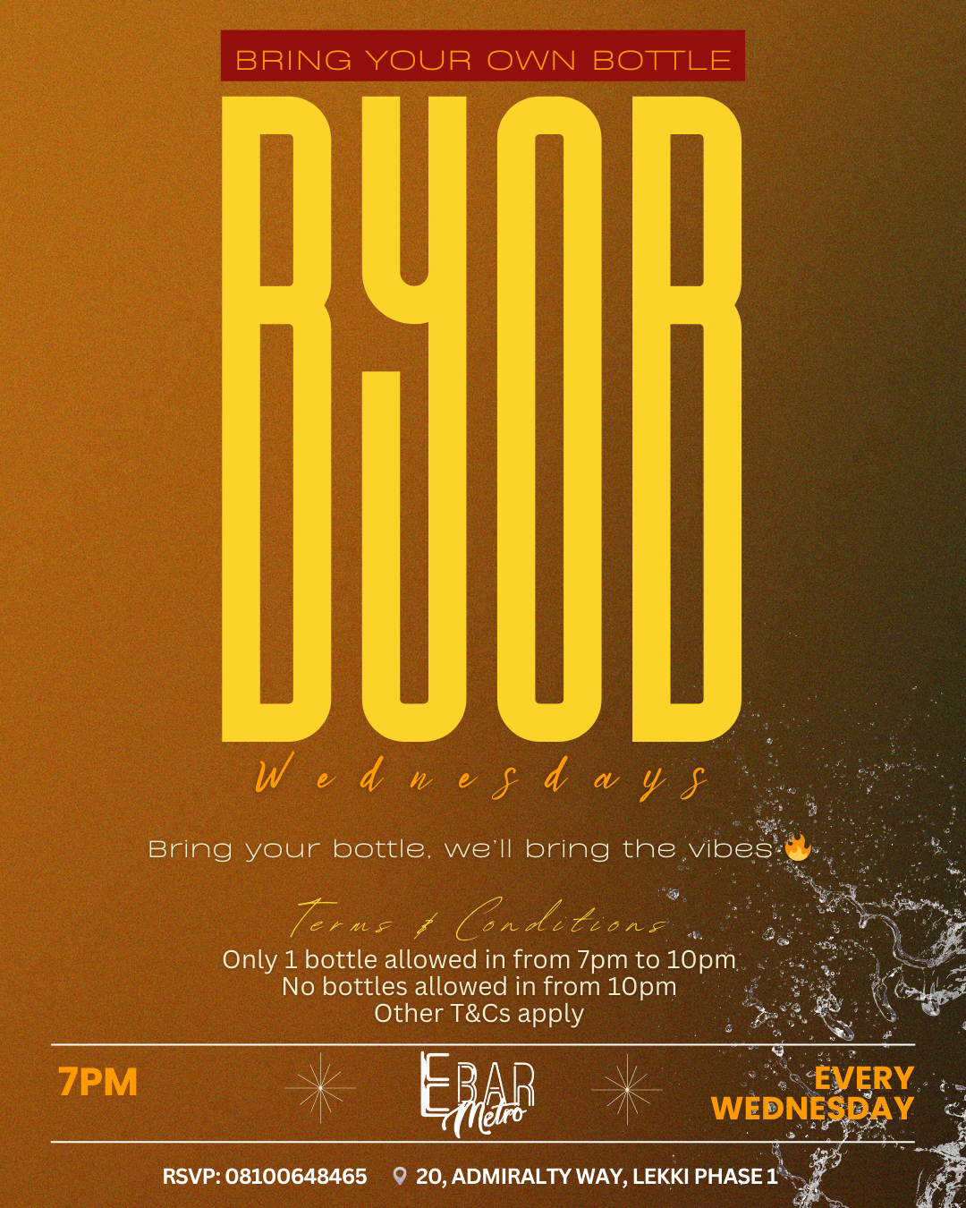 BYOB Wednesday - Bring Your Own Bottle Night